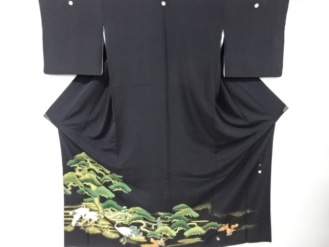 アンティーク　作家物　金彩松に鶴模様刺繍留袖(比翼付き)